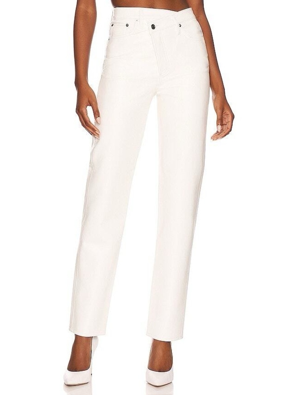 Agolde Criss Cross Recycled Leather Pants White Straight Leg Size 28
